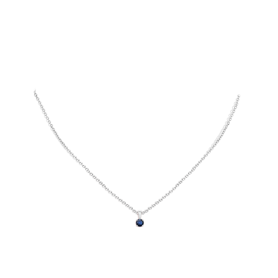 4mm AA Classic Prong-Set Round Blue Sapphire Solitaire Pendant in P950 Platinum pen