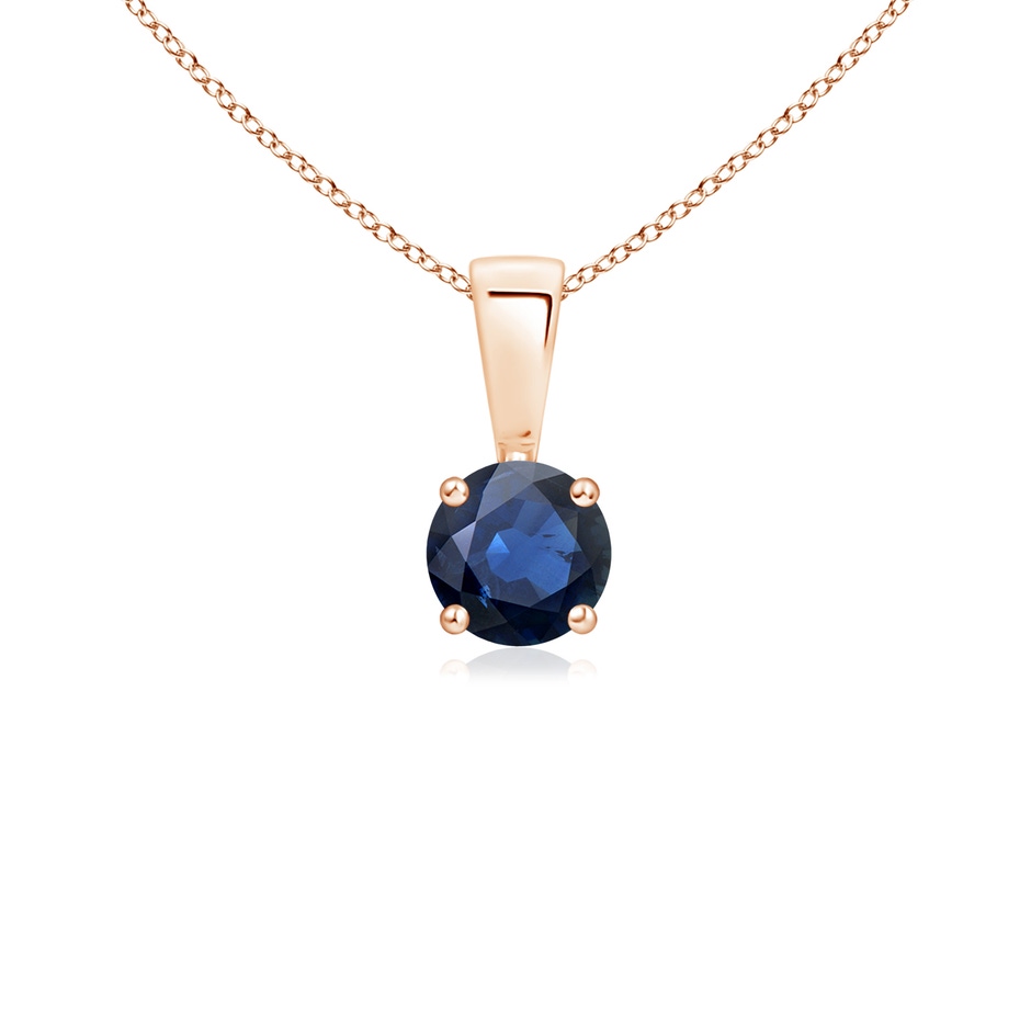 4mm AA Classic Prong-Set Round Blue Sapphire Solitaire Pendant in Rose Gold 