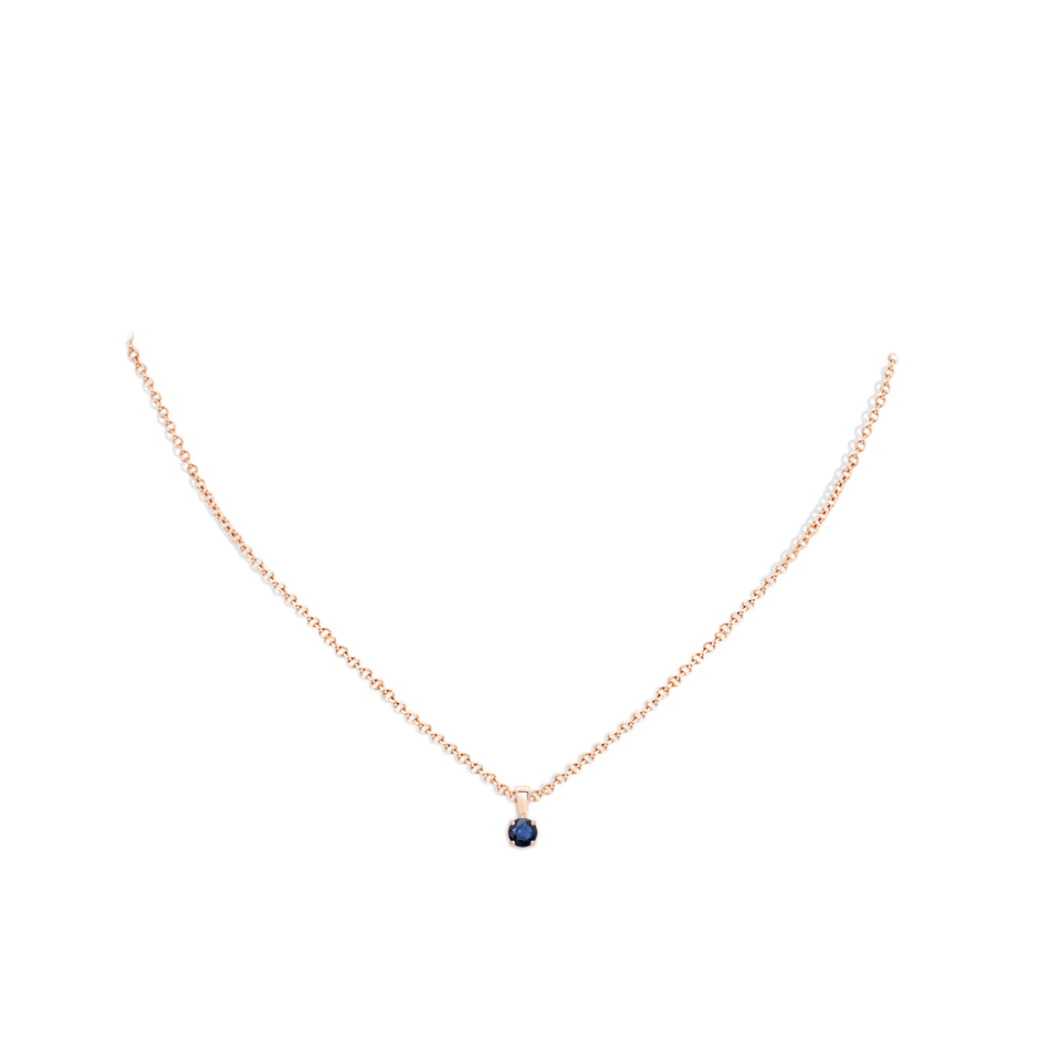 4mm AA Classic Prong-Set Round Blue Sapphire Solitaire Pendant in Rose Gold pen
