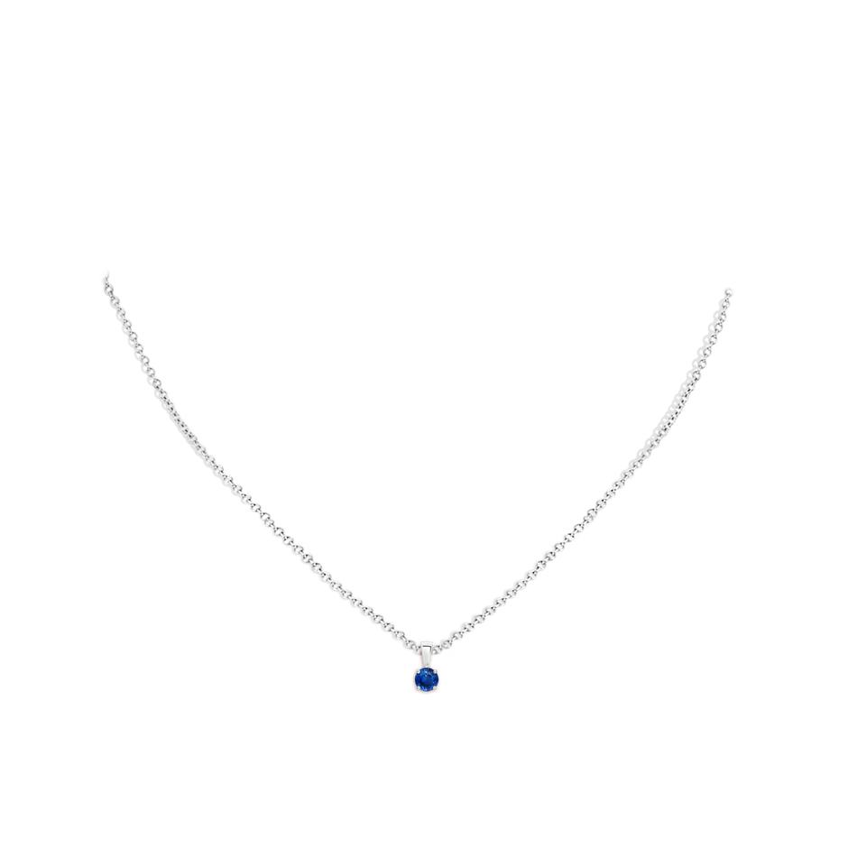 4mm AAA Classic Prong-Set Round Blue Sapphire Solitaire Pendant in P950 Platinum pen
