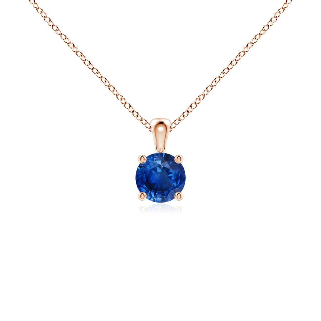 4mm AAA Classic Round Blue Sapphire Solitaire Pendant in Rose Gold