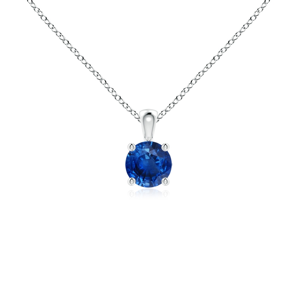 4mm AAA Classic Round Blue Sapphire Solitaire Pendant in S999 Silver