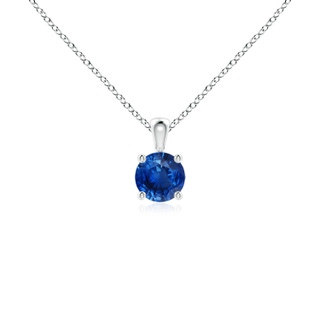 4mm AAA Classic Round Blue Sapphire Solitaire Pendant in White Gold