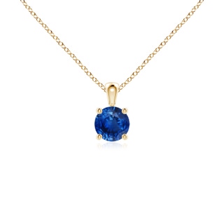 4mm AAA Classic Round Blue Sapphire Solitaire Pendant in Yellow Gold