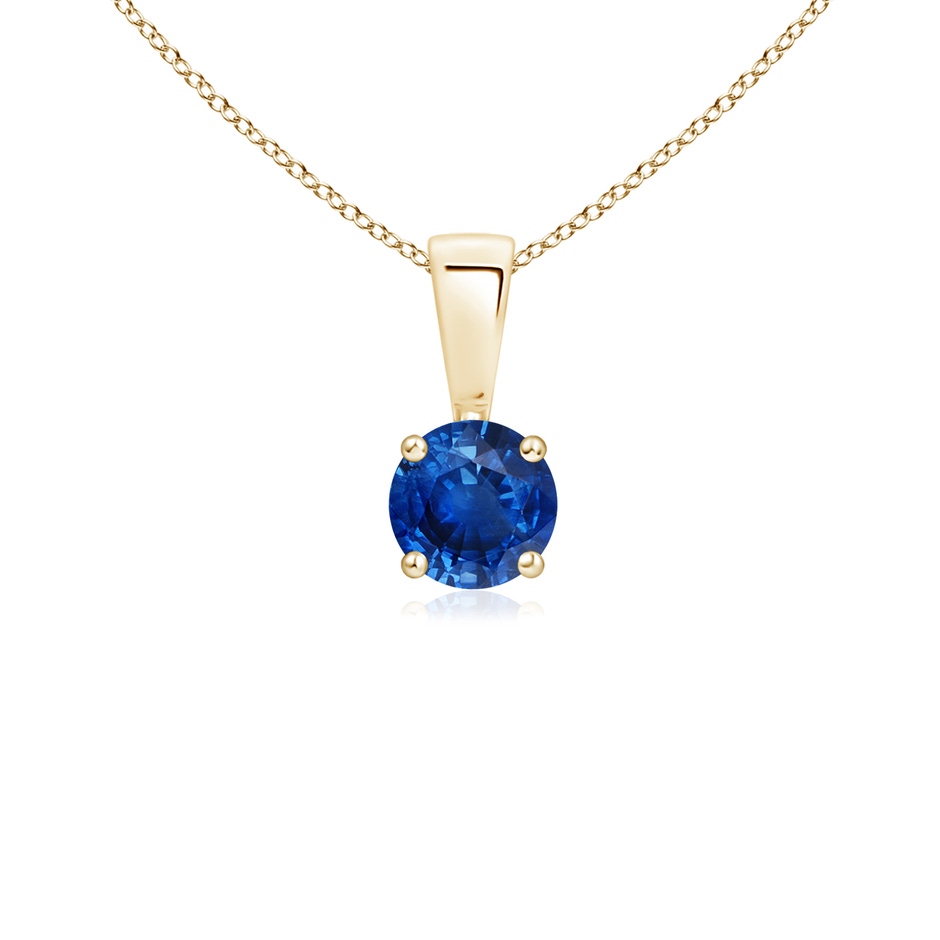 4mm AAA Classic Prong-Set Round Blue Sapphire Solitaire Pendant in Yellow Gold 