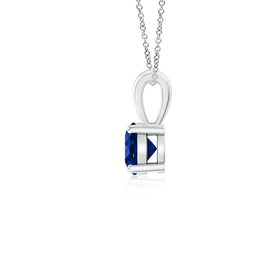 4mm AAAA Classic Prong-Set Round Blue Sapphire Solitaire Pendant in P950 Platinum side 199