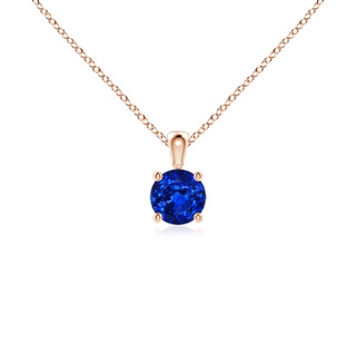 4mm AAAA Classic Round Blue Sapphire Solitaire Pendant in Rose Gold