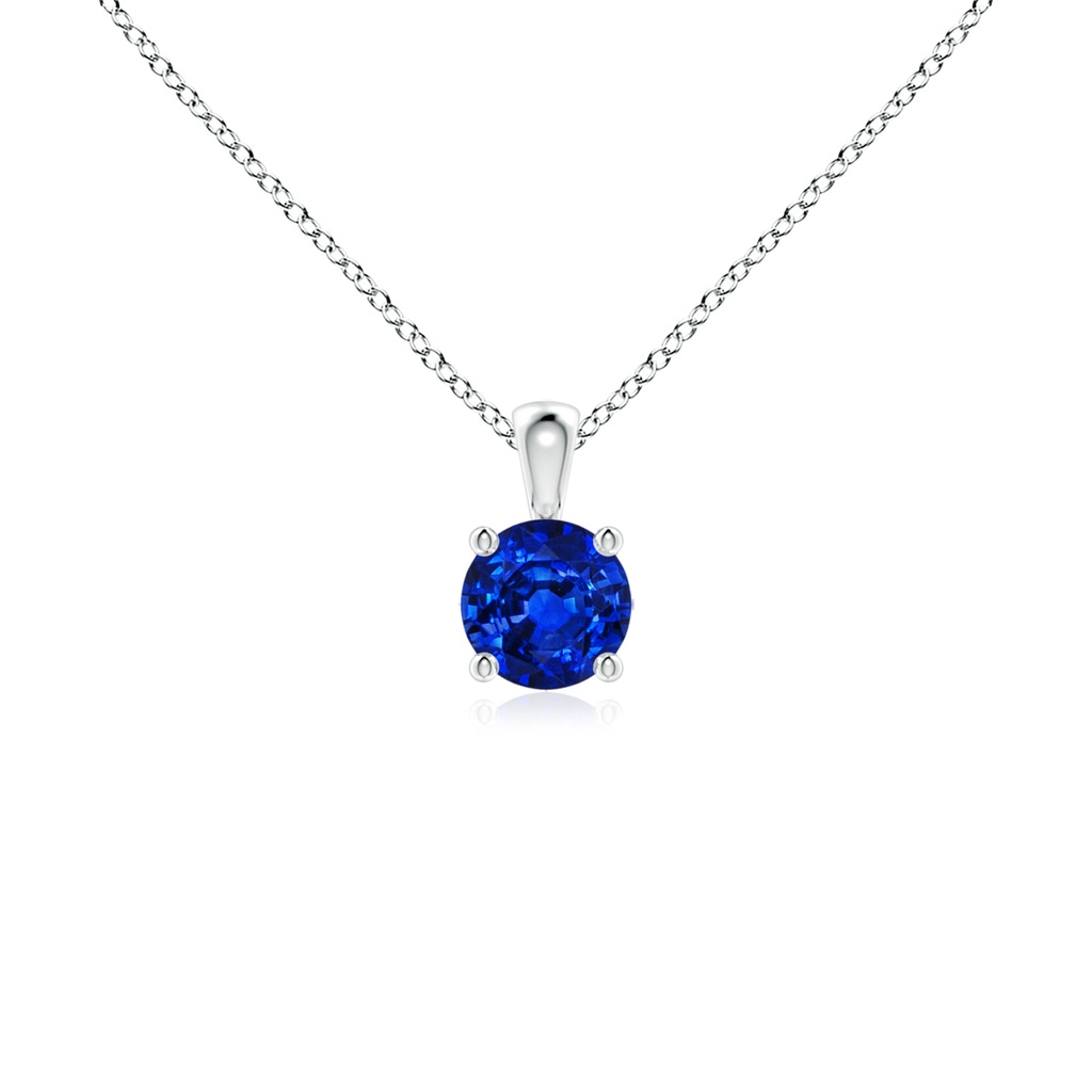 4mm AAAA Classic Round Blue Sapphire Solitaire Pendant in S999 Silver