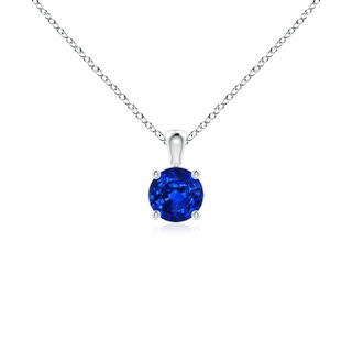 4mm AAAA Classic Round Blue Sapphire Solitaire Pendant in S999 Silver