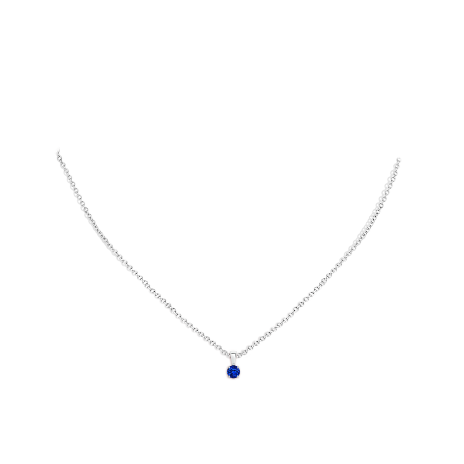 4mm AAAA Classic Prong-Set Round Blue Sapphire Solitaire Pendant in S999 Silver pen