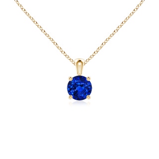 4mm AAAA Classic Round Blue Sapphire Solitaire Pendant in Yellow Gold