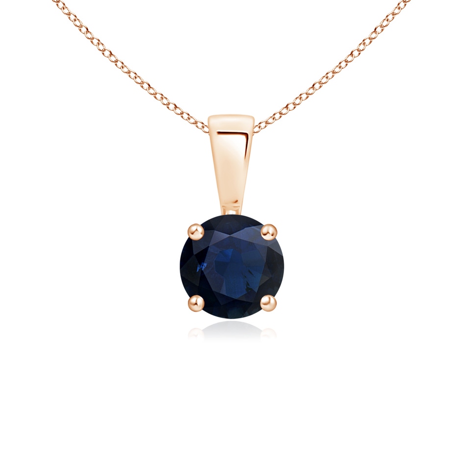 5mm A Classic Prong-Set Round Blue Sapphire Solitaire Pendant in Rose Gold 