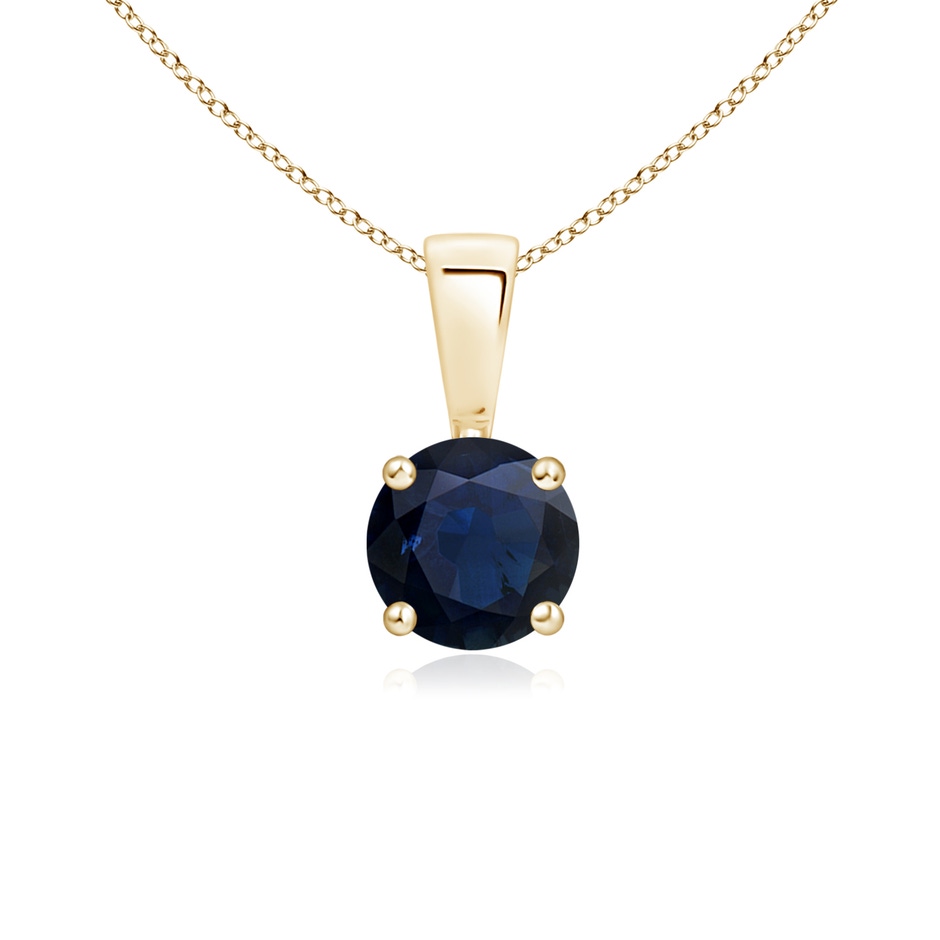 5mm A Classic Prong-Set Round Blue Sapphire Solitaire Pendant in Yellow Gold 