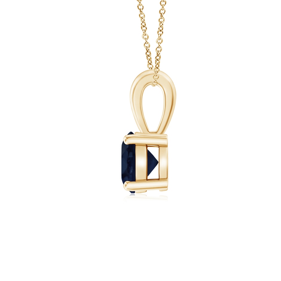5mm A Classic Prong-Set Round Blue Sapphire Solitaire Pendant in Yellow Gold side 199