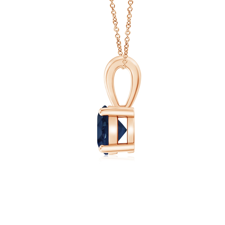 5mm AA Classic Prong-Set Round Blue Sapphire Solitaire Pendant in Rose Gold side 199