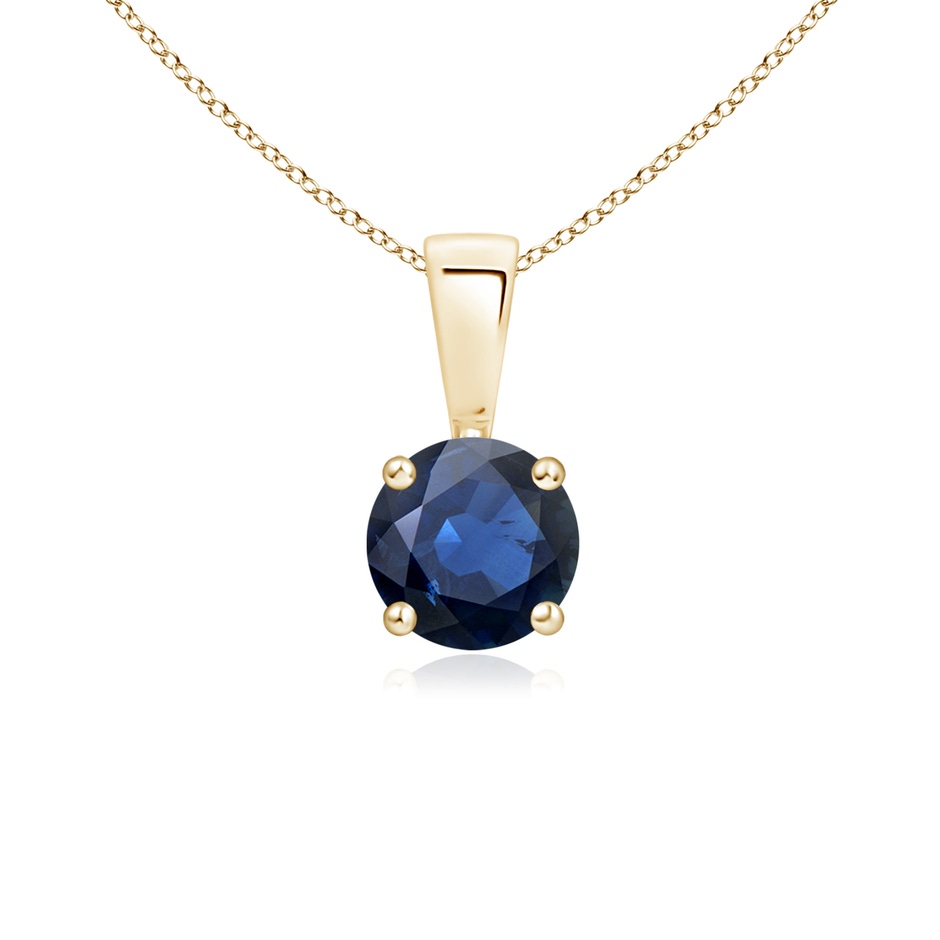 5mm AA Classic Prong-Set Round Blue Sapphire Solitaire Pendant in Yellow Gold 