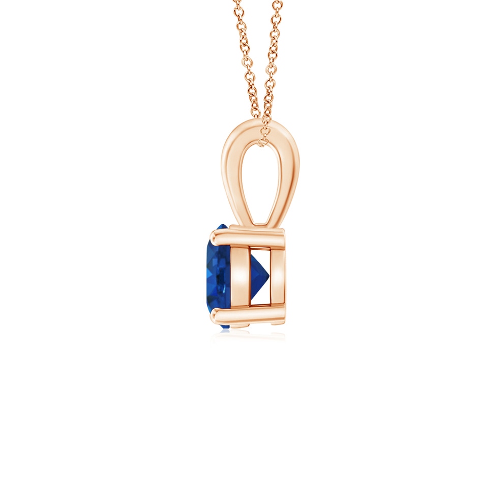 5mm AAA Classic Prong-Set Round Blue Sapphire Solitaire Pendant in Rose Gold side 199