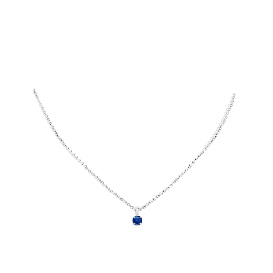 5mm AAA Classic Round Blue Sapphire Solitaire Pendant in White Gold pen