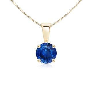 5mm AAA Classic Round Blue Sapphire Solitaire Pendant in Yellow Gold