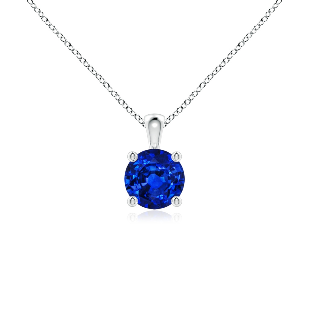 5mm AAAA Classic Round Blue Sapphire Solitaire Pendant in P950 Platinum