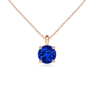 5mm AAAA Classic Round Blue Sapphire Solitaire Pendant in Rose Gold