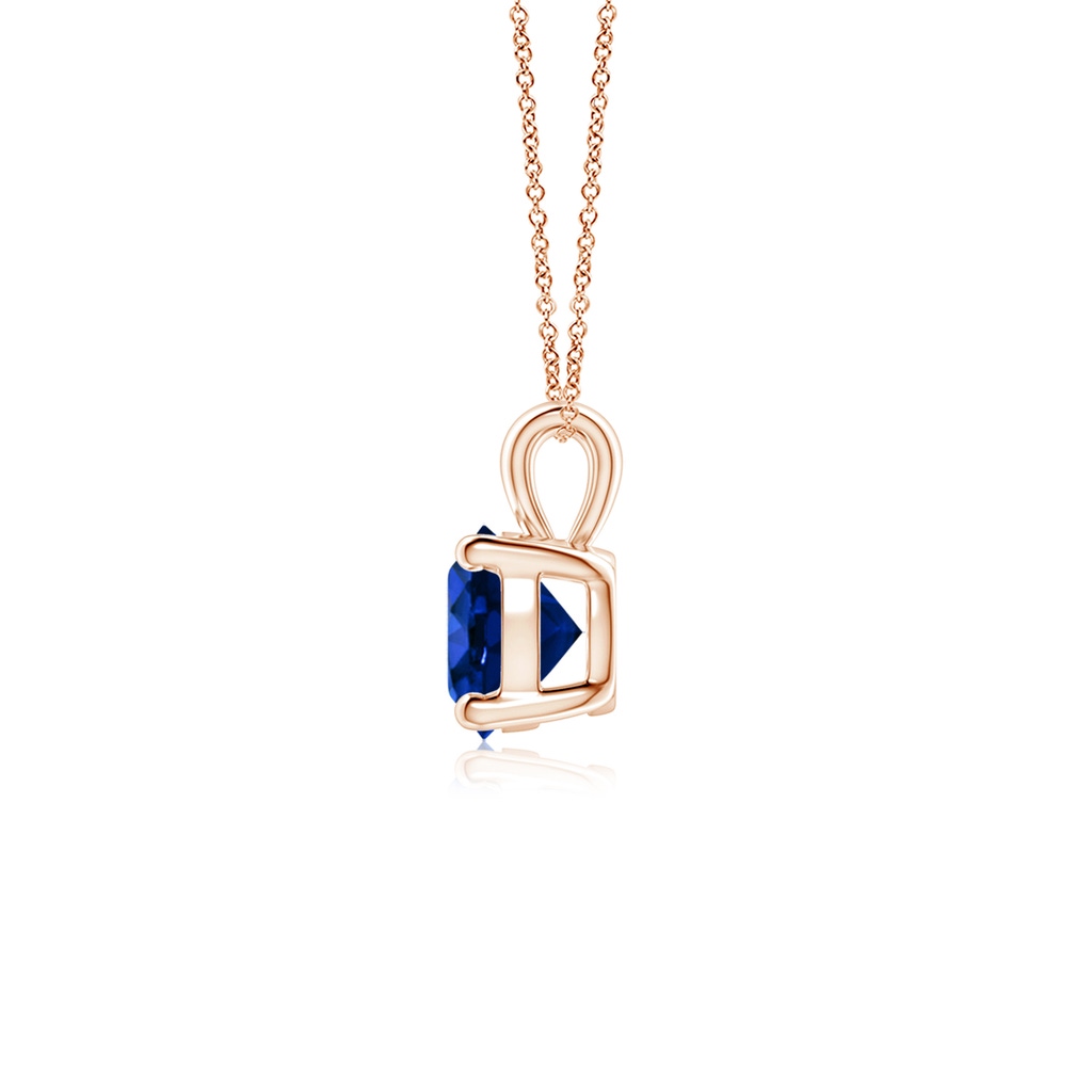 5mm AAAA Classic Round Blue Sapphire Solitaire Pendant in Rose Gold Side 199