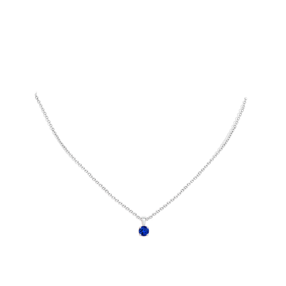 5mm AAAA Classic Prong-Set Round Blue Sapphire Solitaire Pendant in S999 Silver pen