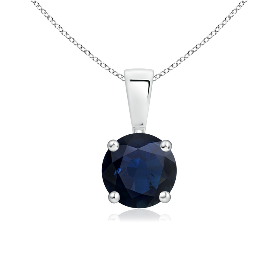 6mm A Classic Prong-Set Round Blue Sapphire Solitaire Pendant in P950 Platinum 