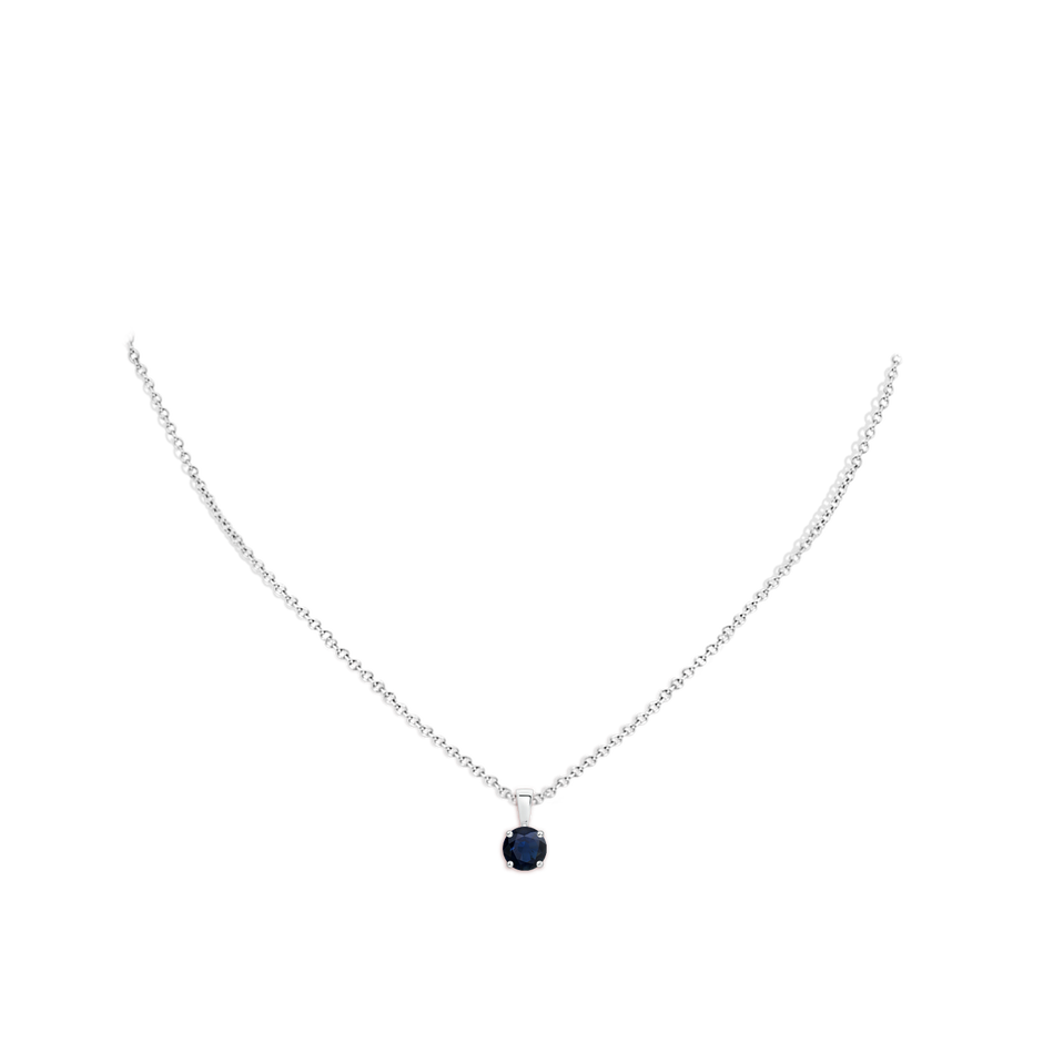 6mm A Classic Prong-Set Round Blue Sapphire Solitaire Pendant in White Gold pen