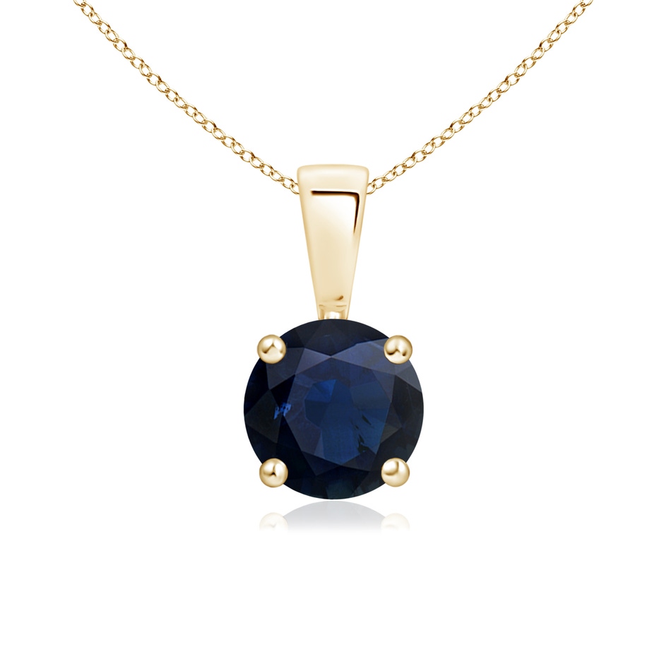 6mm A Classic Prong-Set Round Blue Sapphire Solitaire Pendant in Yellow Gold 