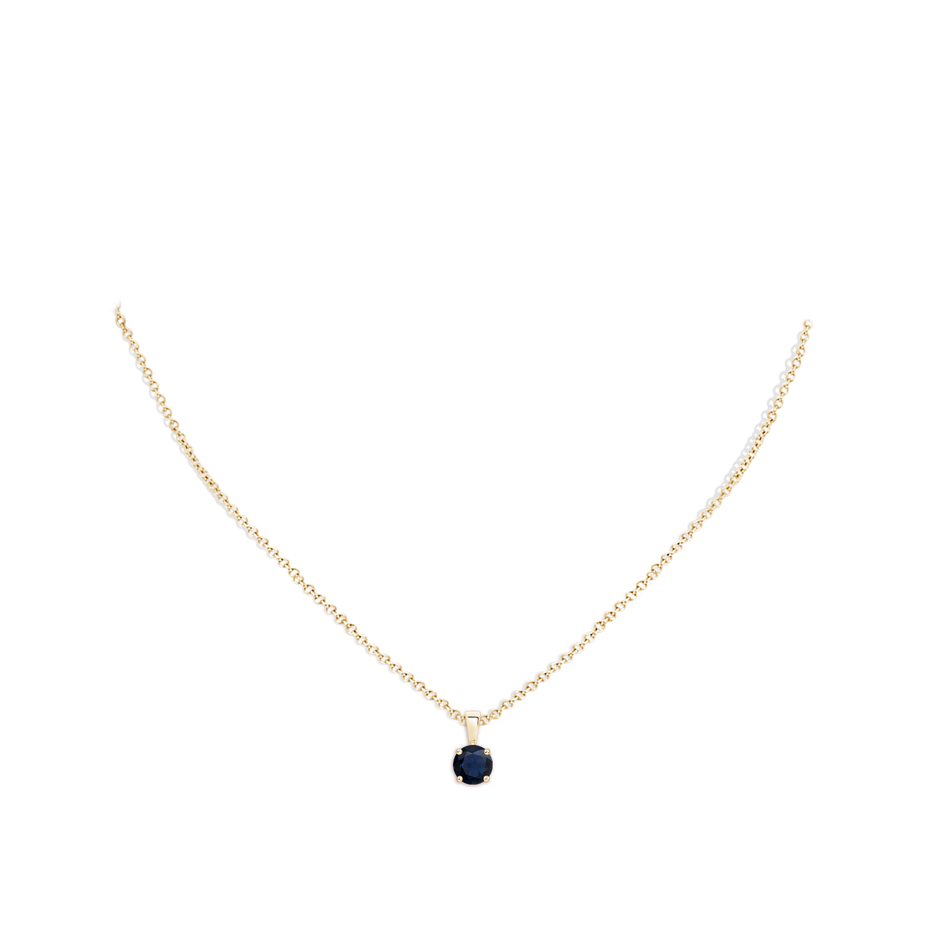 6mm A Classic Prong-Set Round Blue Sapphire Solitaire Pendant in Yellow Gold pen
