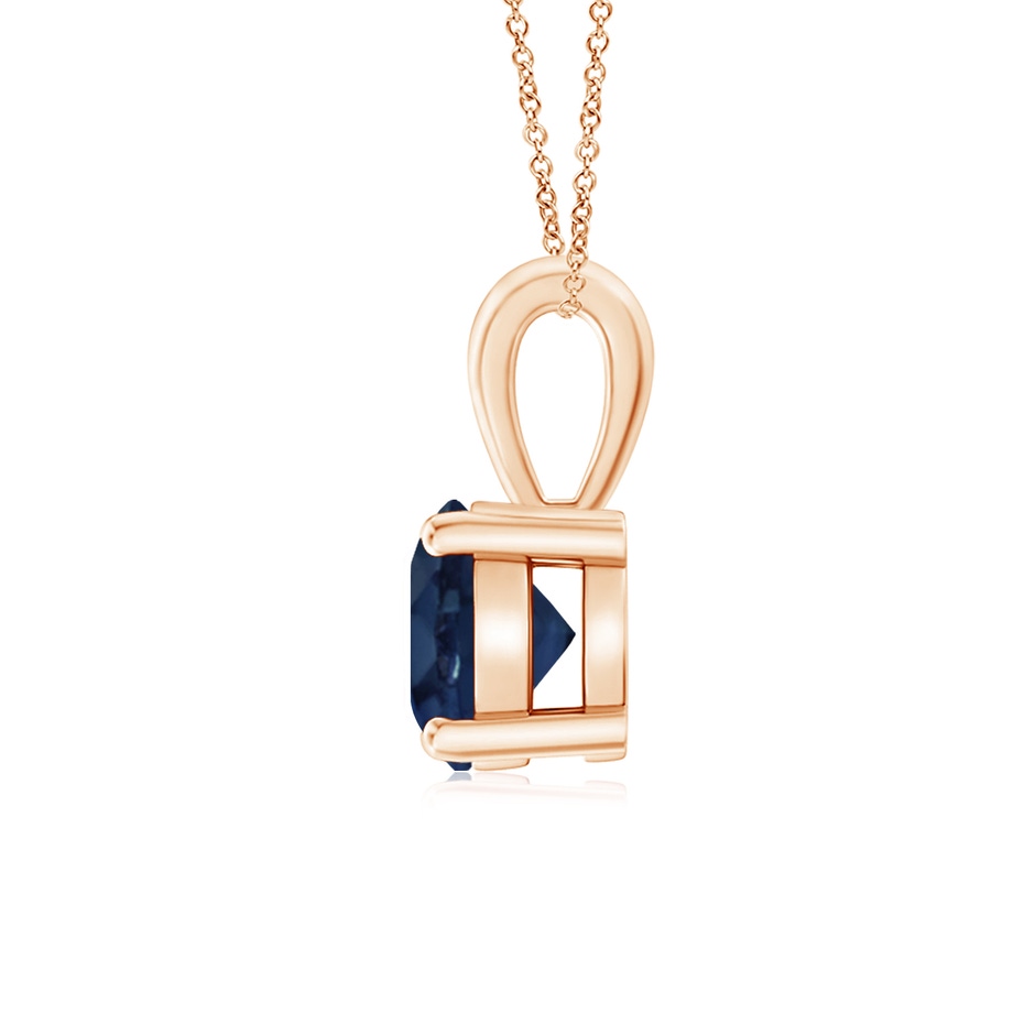 6mm AA Classic Prong-Set Round Blue Sapphire Solitaire Pendant in Rose Gold side 199