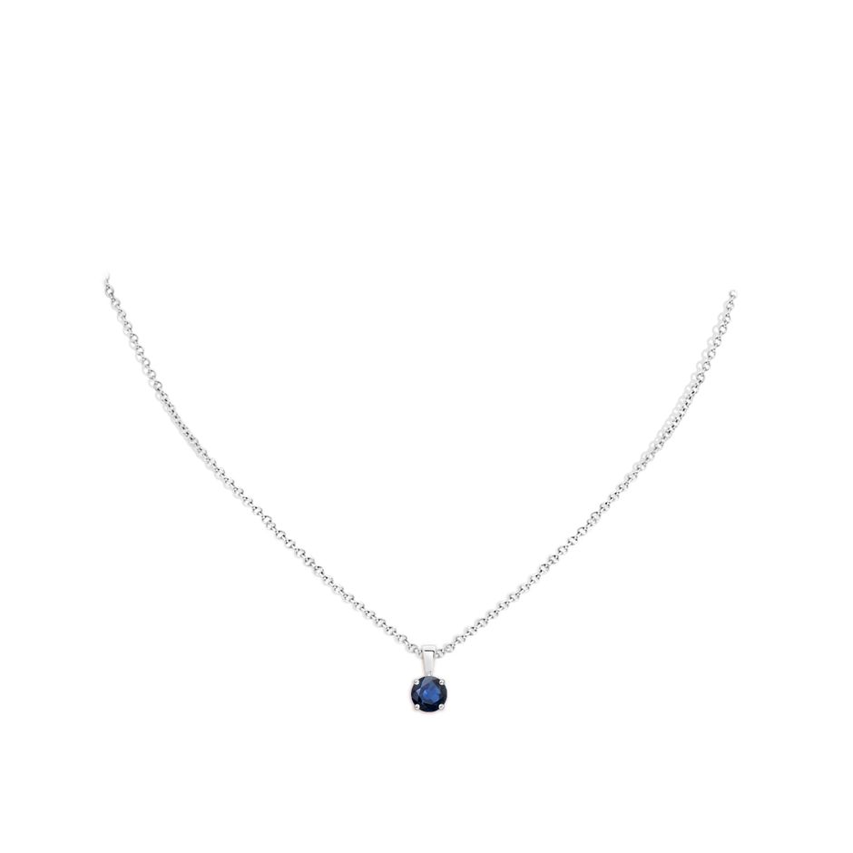 6mm AA Classic Prong-Set Round Blue Sapphire Solitaire Pendant in S999 Silver pen