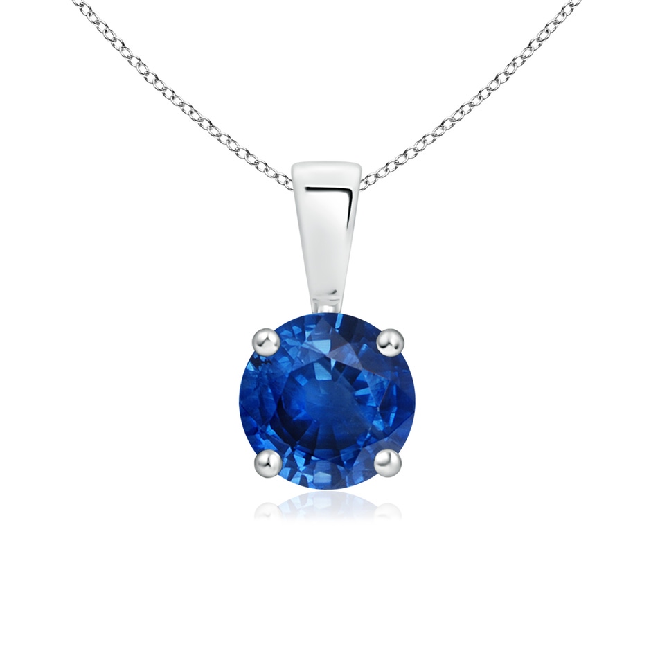 6mm AAA Classic Round Blue Sapphire Solitaire Pendant in P950 Platinum 