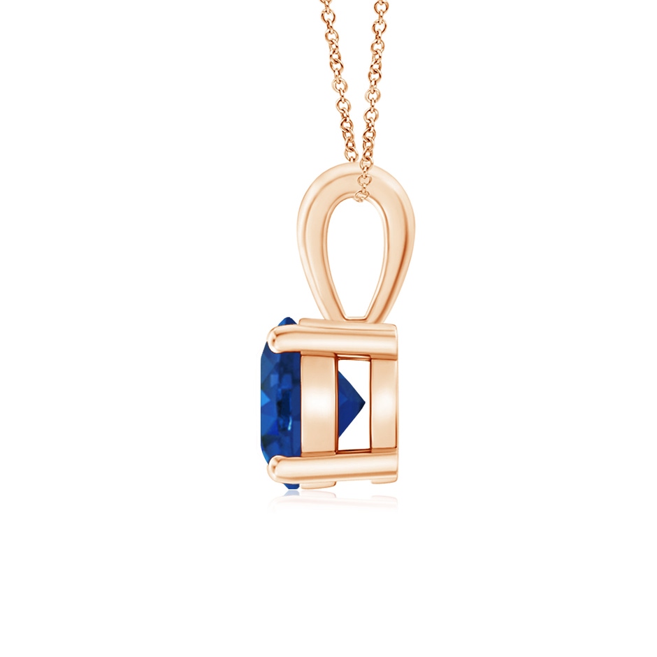 6mm AAA Classic Prong-Set Round Blue Sapphire Solitaire Pendant in Rose Gold side 199