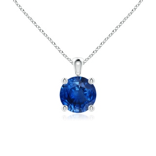 6mm AAA Classic Round Blue Sapphire Solitaire Pendant in White Gold