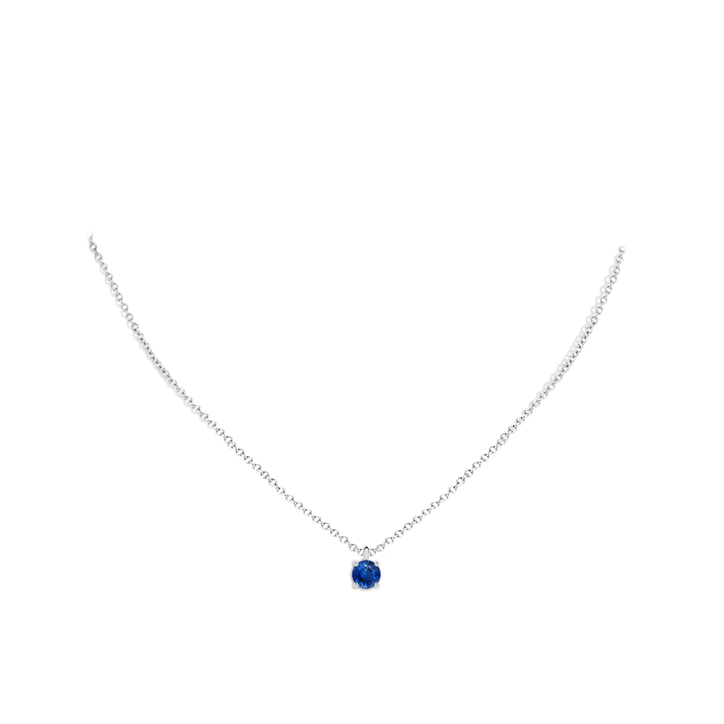 6mm AAA Classic Round Blue Sapphire Solitaire Pendant in White Gold pen