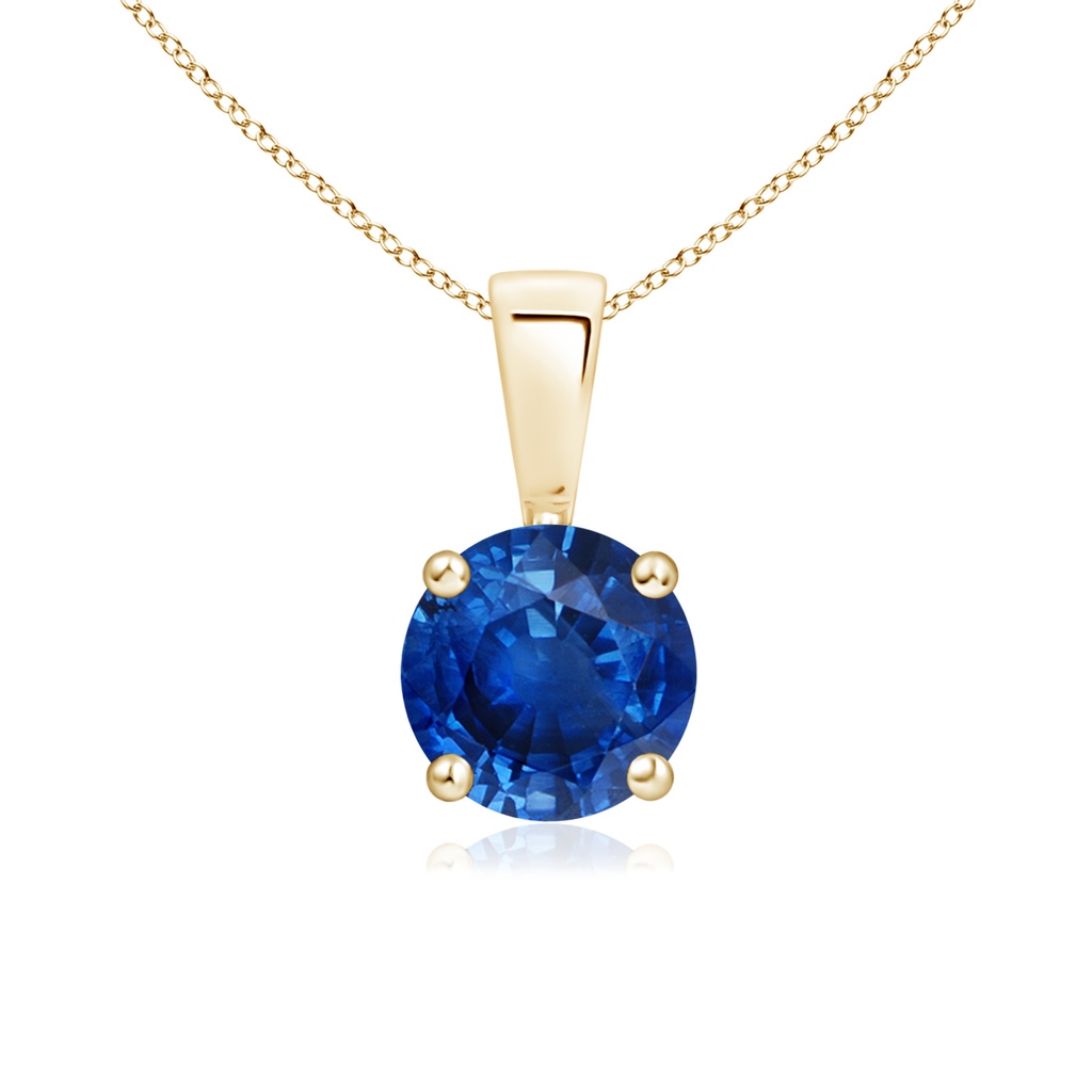 6mm AAA Classic Round Blue Sapphire Solitaire Pendant in Yellow Gold