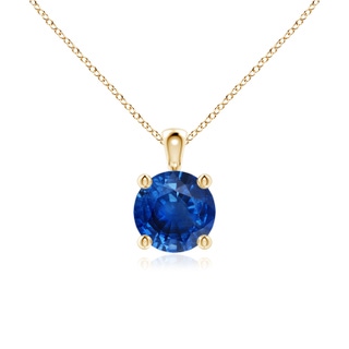 6mm AAA Classic Round Blue Sapphire Solitaire Pendant in Yellow Gold