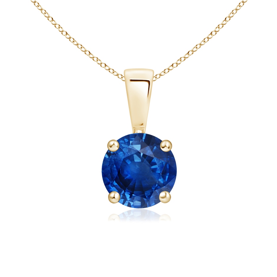 6mm AAA Classic Round Blue Sapphire Solitaire Pendant in Yellow Gold 