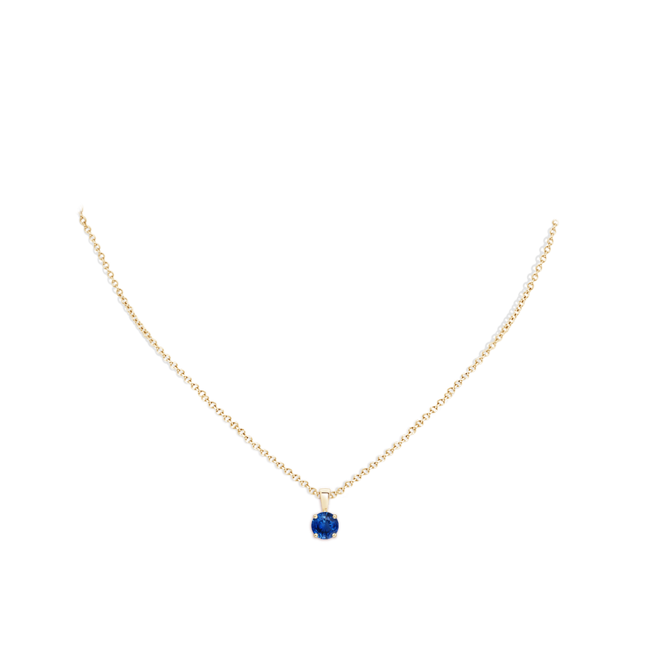 6mm AAA Classic Round Blue Sapphire Solitaire Pendant in Yellow Gold pen