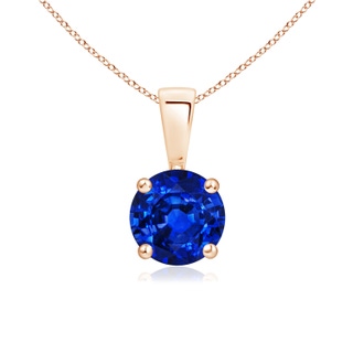 6mm AAAA Classic Round Blue Sapphire Solitaire Pendant in 9K Rose Gold