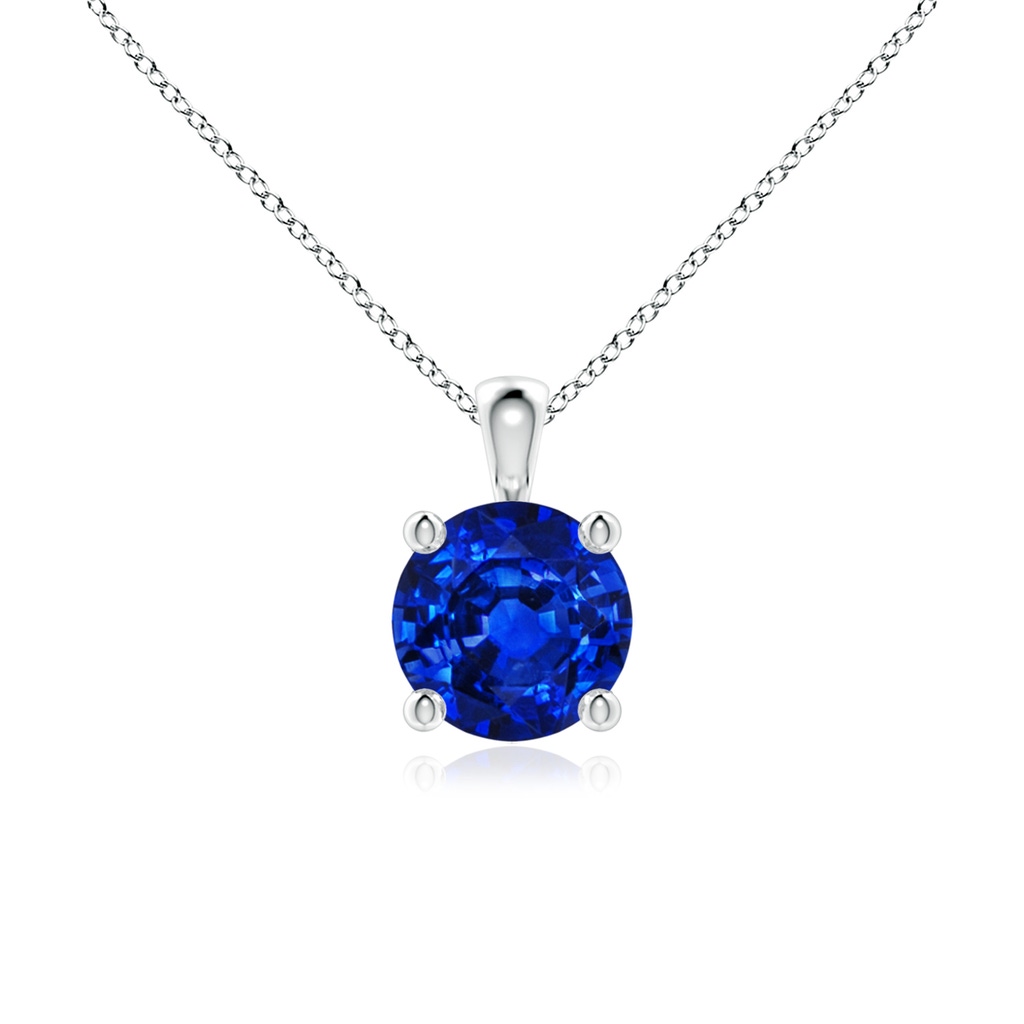 6mm AAAA Classic Round Blue Sapphire Solitaire Pendant in P950 Platinum