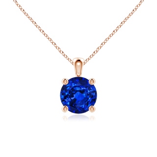 6mm AAAA Classic Round Blue Sapphire Solitaire Pendant in Rose Gold