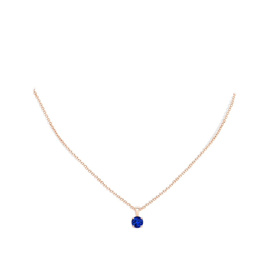 6mm AAAA Classic Prong-Set Round Blue Sapphire Solitaire Pendant in Rose Gold pen