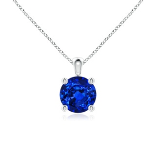 6mm AAAA Classic Round Blue Sapphire Solitaire Pendant in S999 Silver