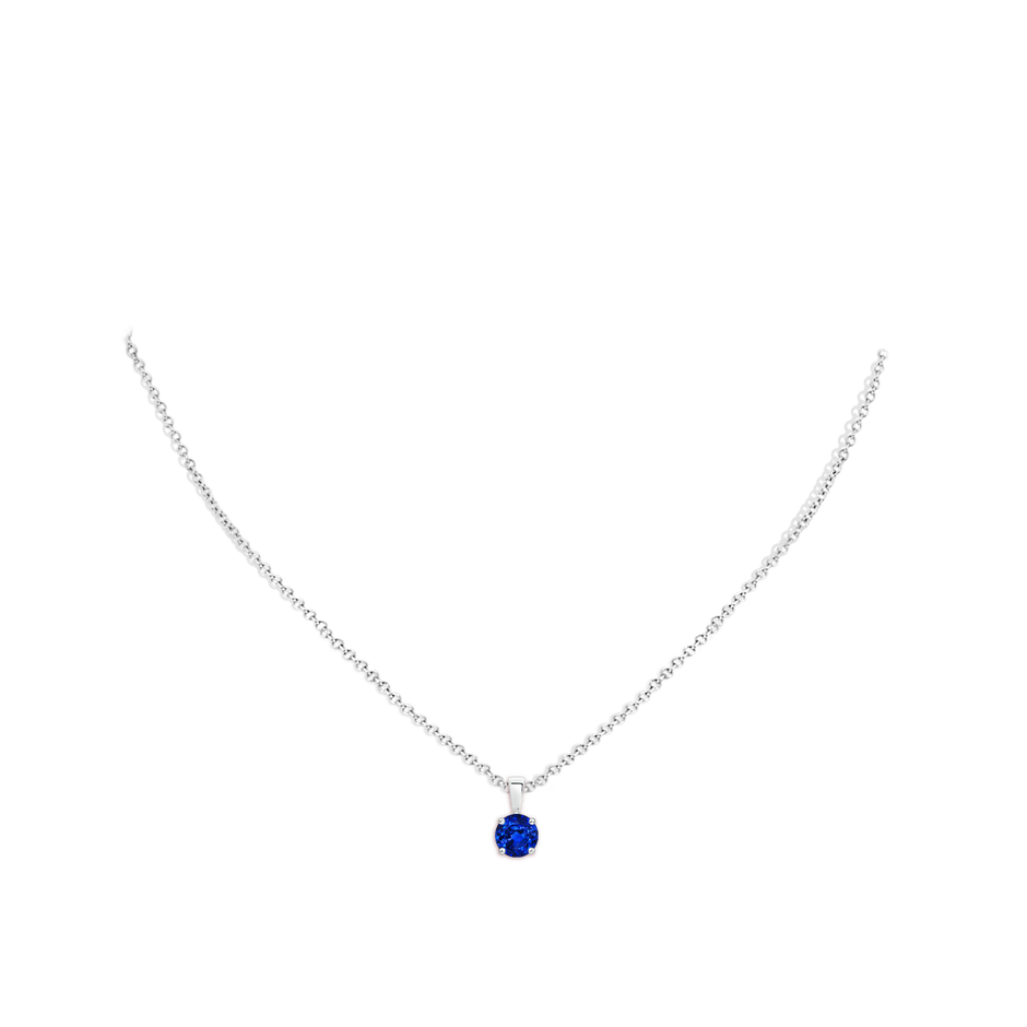 6mm AAAA Classic Prong-Set Round Blue Sapphire Solitaire Pendant in White Gold pen