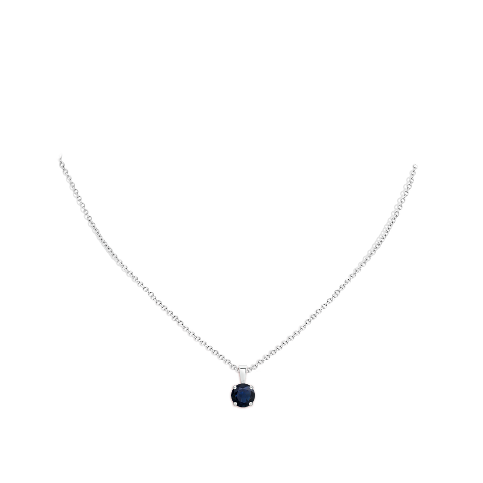 7mm A Classic Prong-Set Round Blue Sapphire Solitaire Pendant in P950 Platinum pen