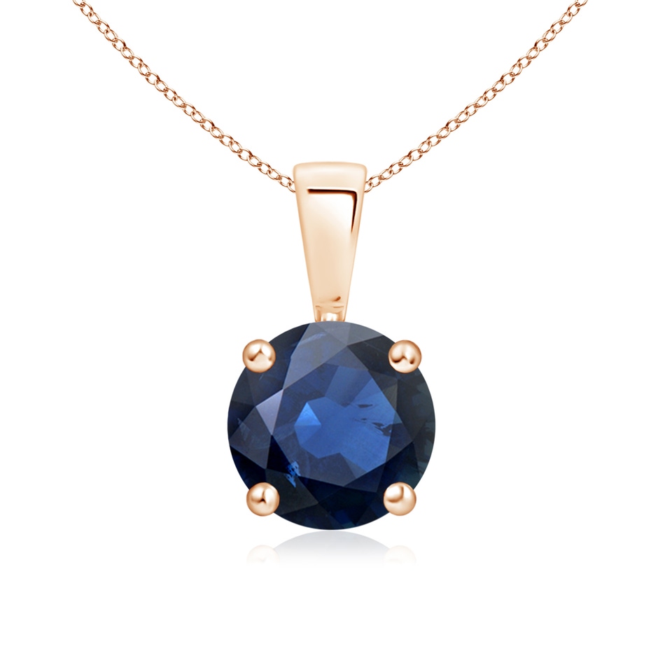 7mm AA Classic Prong-Set Round Blue Sapphire Solitaire Pendant in Rose Gold 