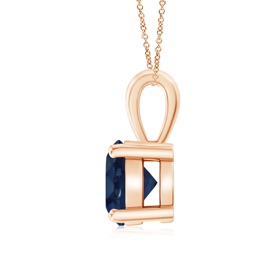 7mm AA Classic Prong-Set Round Blue Sapphire Solitaire Pendant in Rose Gold side 199